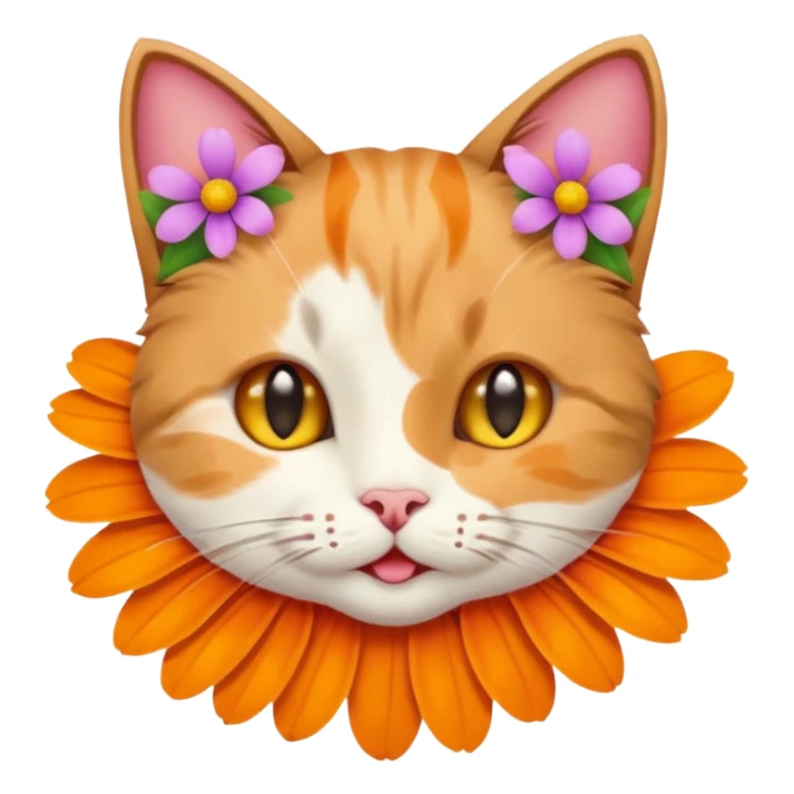 cat with a flower in its mouth sticker