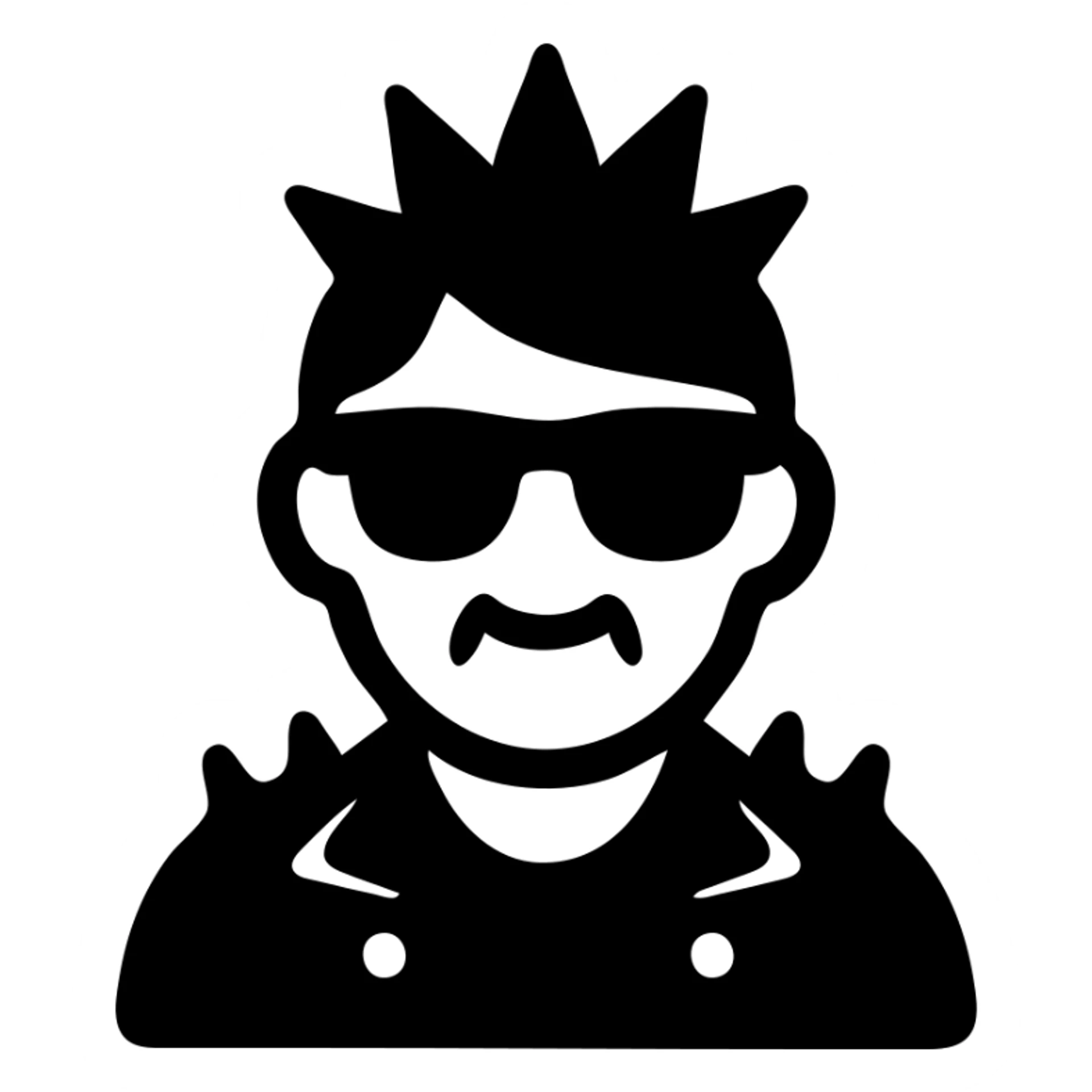 A punk grandma with a leather jacket, spiked hair, and sunglasses sticker