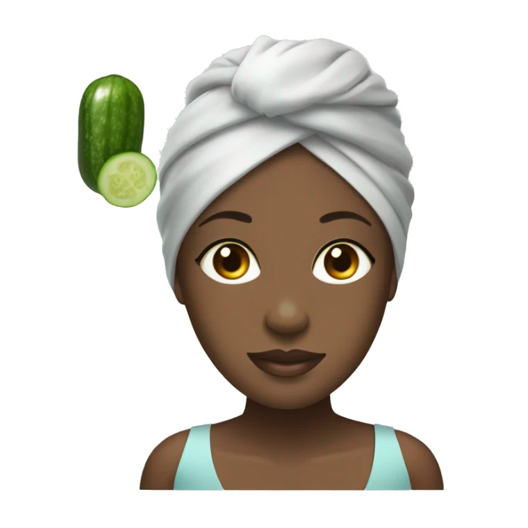 black girl with spa wrap on head and cucumbers on eyes sticker