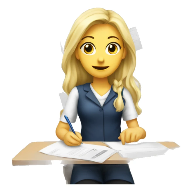 Blonde girl exam papers sticker