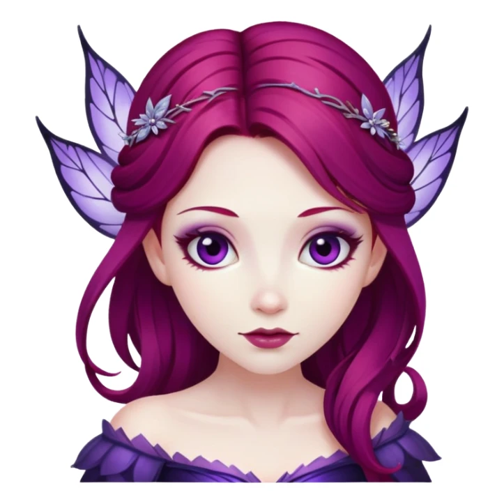 dark purple plum fairy with red hair  sticker
