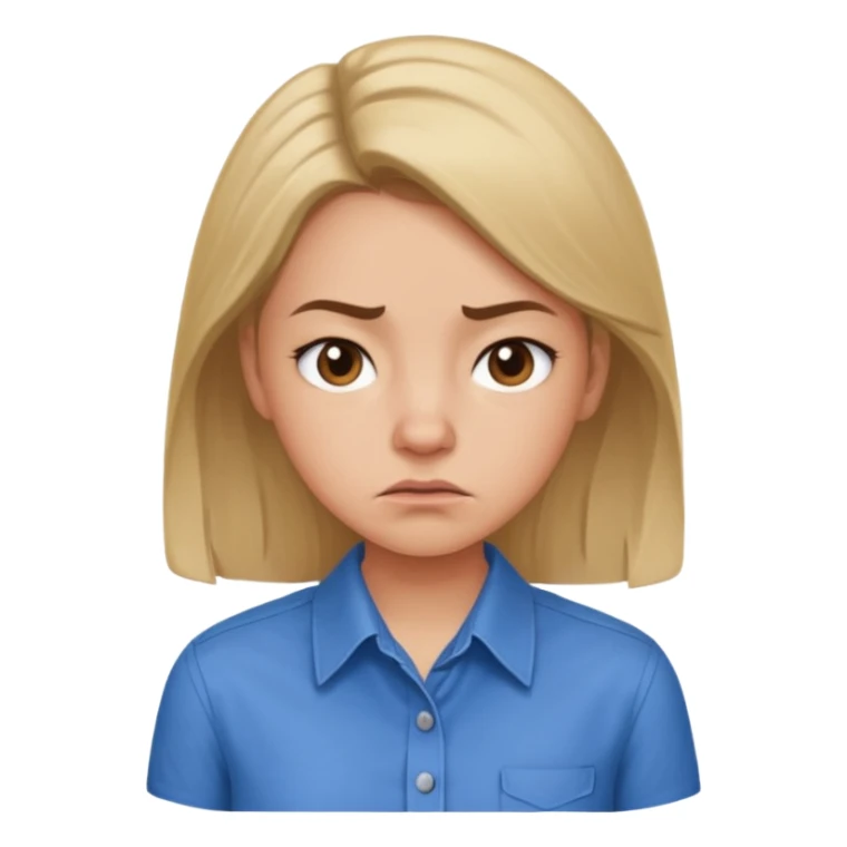 girl in a blue button-up shirt looking cynical sticker