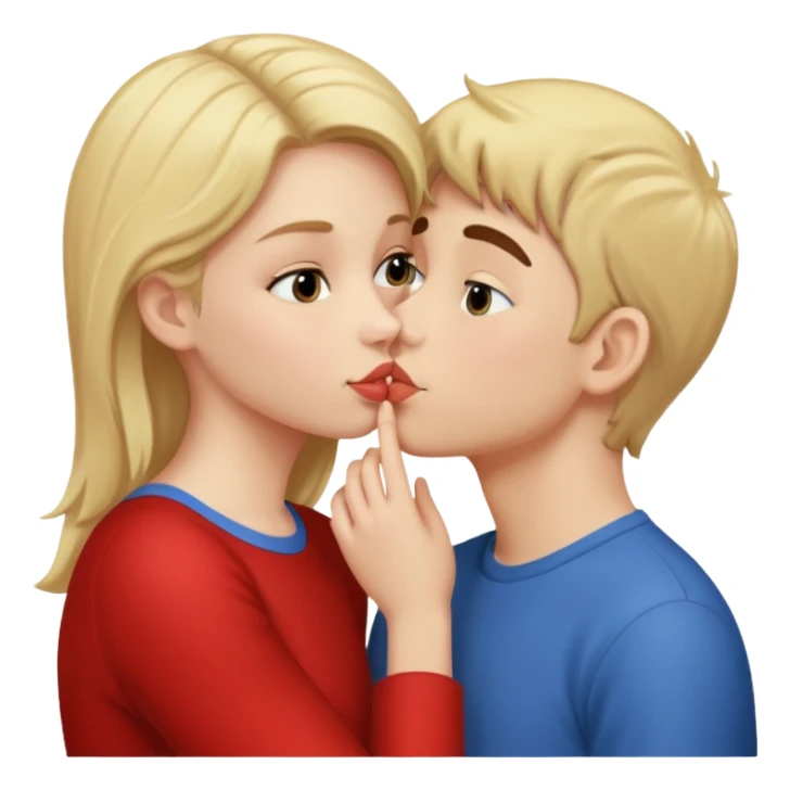 a girl kissing a boy cheek sticker