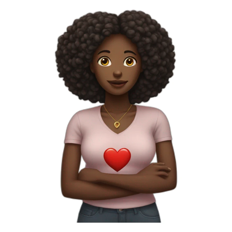 black african women standing with heart-hands in front of her sticker