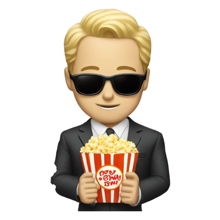 white man in suit with sunglasses eating popcorn  sticker