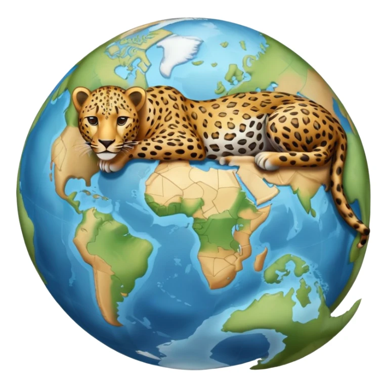 a leopard whose fur markings show a map of the earth sticker