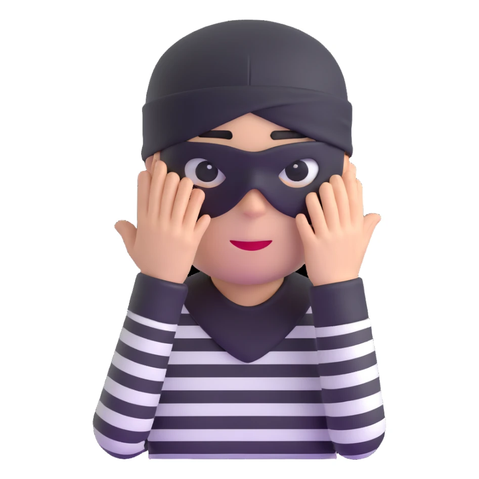 character with black and white striped shirt, black beanie, black mask over eyes sticker