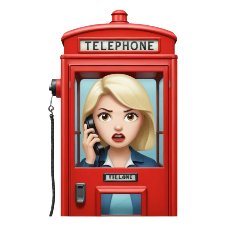 Telephone booth with angry woman inside sticker