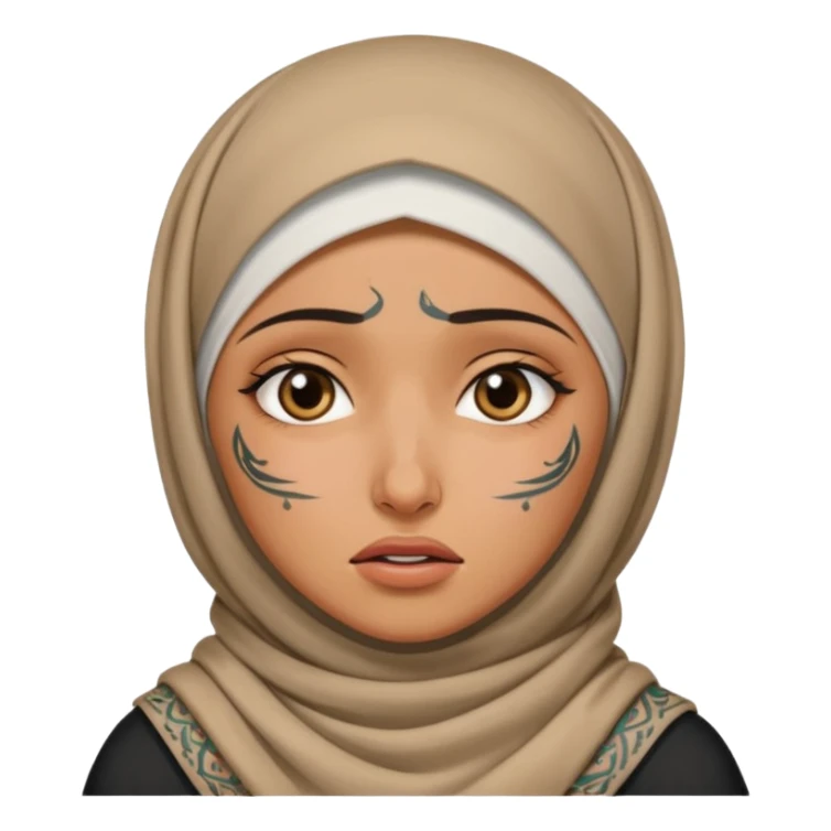 arab hijab ancient cry girl with tatooed sticker