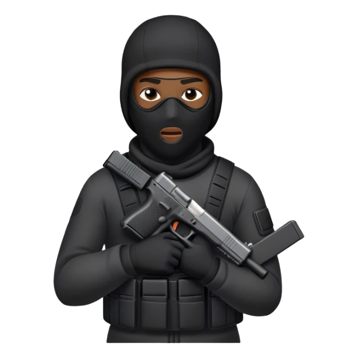 Black man in ski mask holding a Glock  sticker