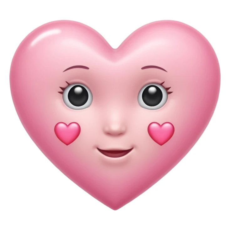 A baby pink heart shape in iOS emoji style, 3D icon, plastic texture, soft reflection, minimalist design. sticker