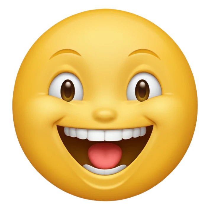 Emoji, yellow round laughing face, open mouth sticker