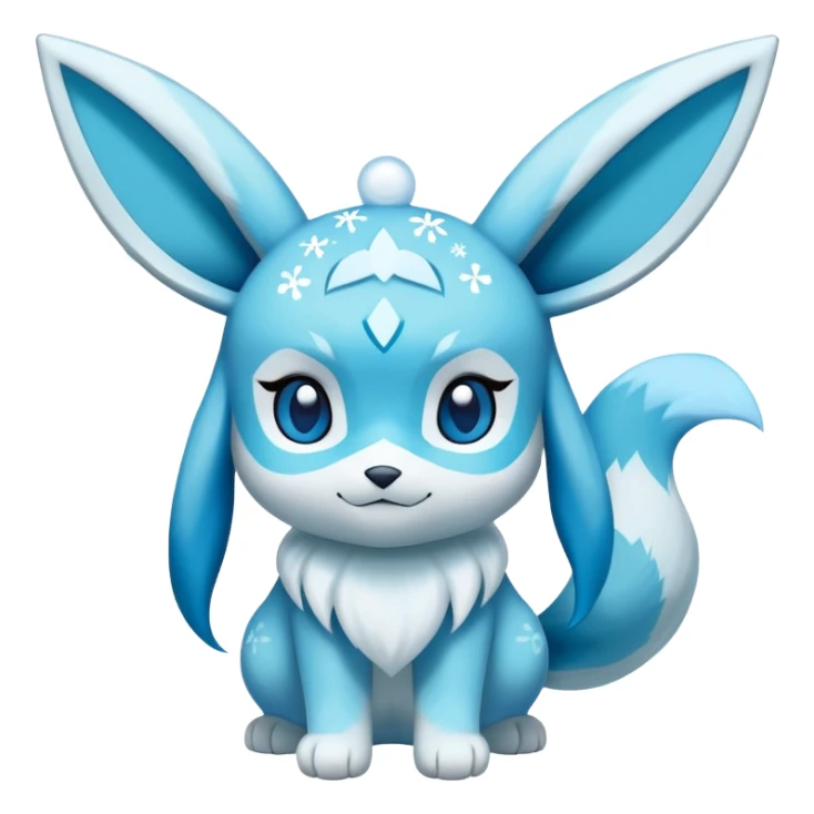 Glaceon pokémon with snowflakes and light blue hearts around face sticker