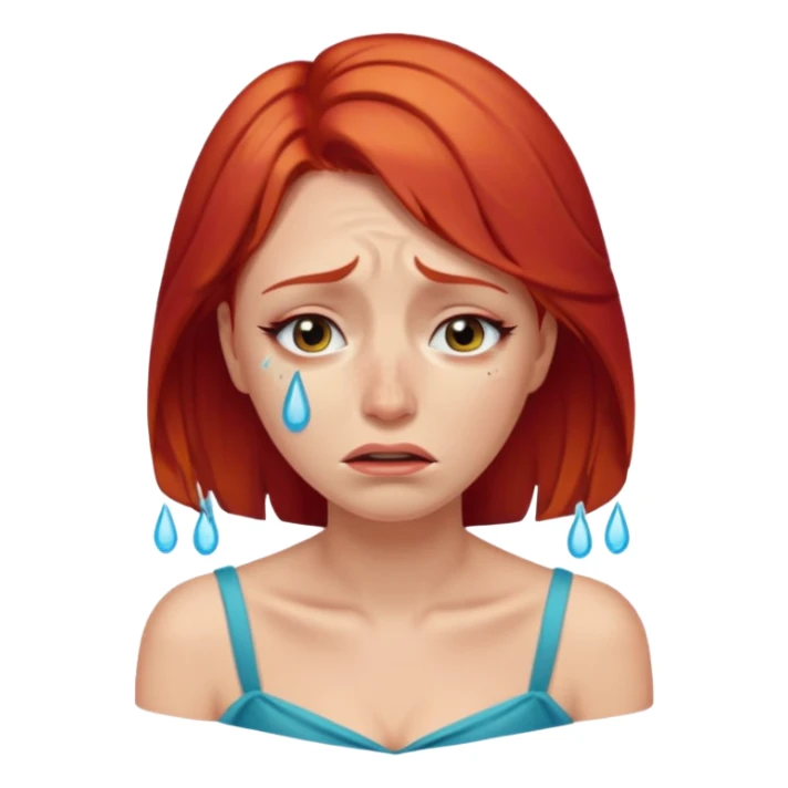 Beautiful lady crying can see shoulders red hair sticker