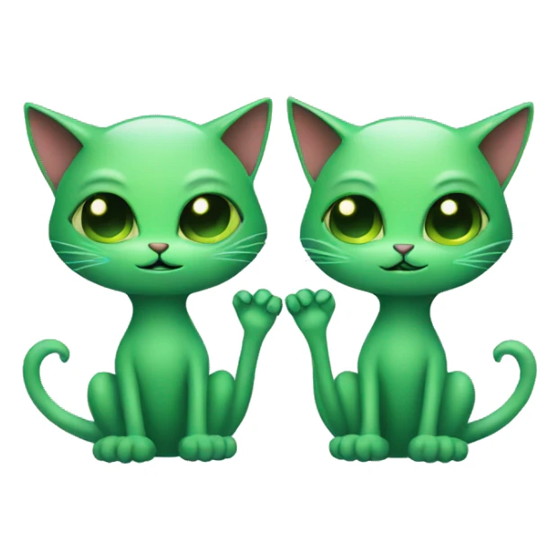 couple of green cat aliens in  love sticker