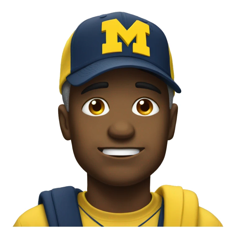 Crying face emoji wearing University of Michigan hat sticker