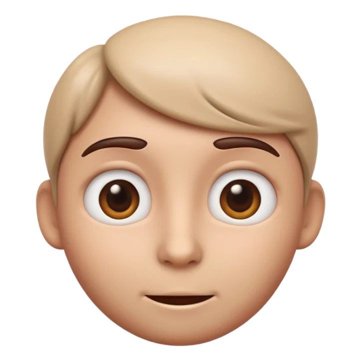 3D Apple style emoji of a person with expressive eyes and soft approachable appearance sticker