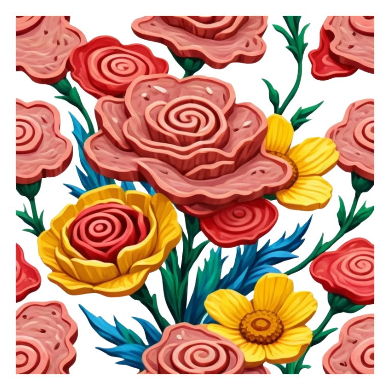 van gogh style abstract SPAM  meat flowers landscape sticker
