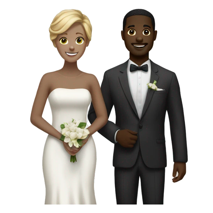 Interracial marriage white woman black man happy sticker