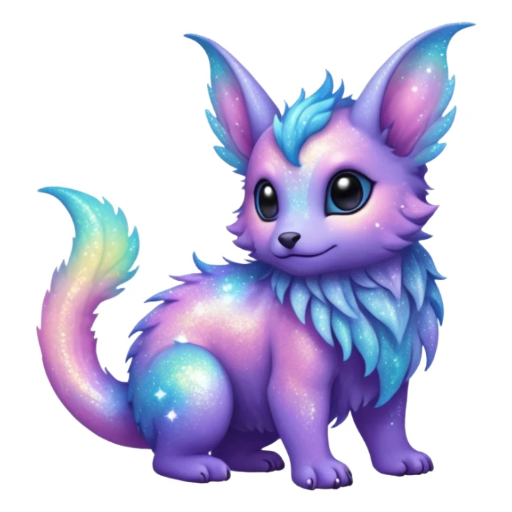 Pastel nebula furry realistic glittery Randomly-faerie-drake-colored sparkly exotic Fakémon-creature sticker