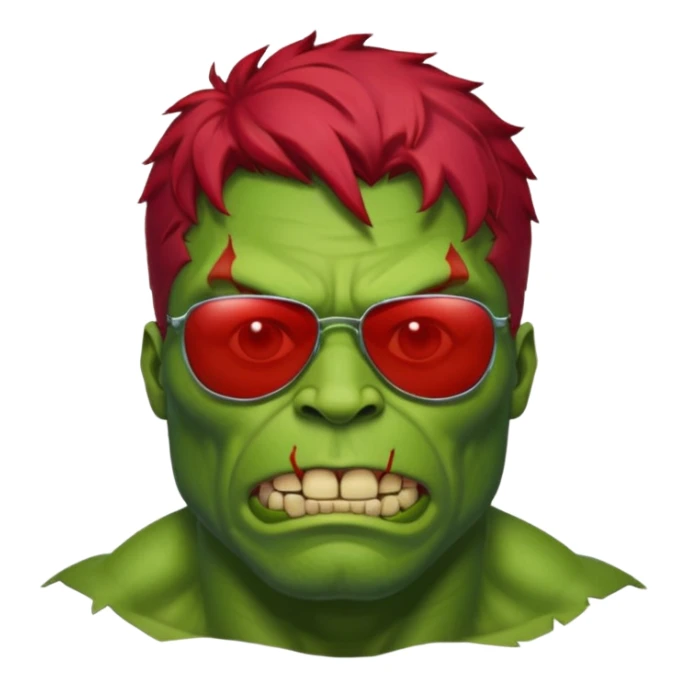 Zombie hulk with red hair and sun glasses sticker