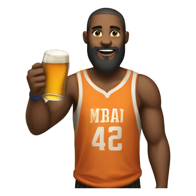 Bearded man drinking beer wearing basketball jersey  sticker