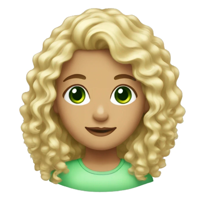 Blonde girl green eyes curly hair sticker