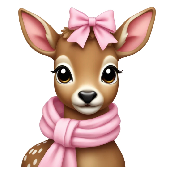 cute deer with baby pink scarf and bow sticker