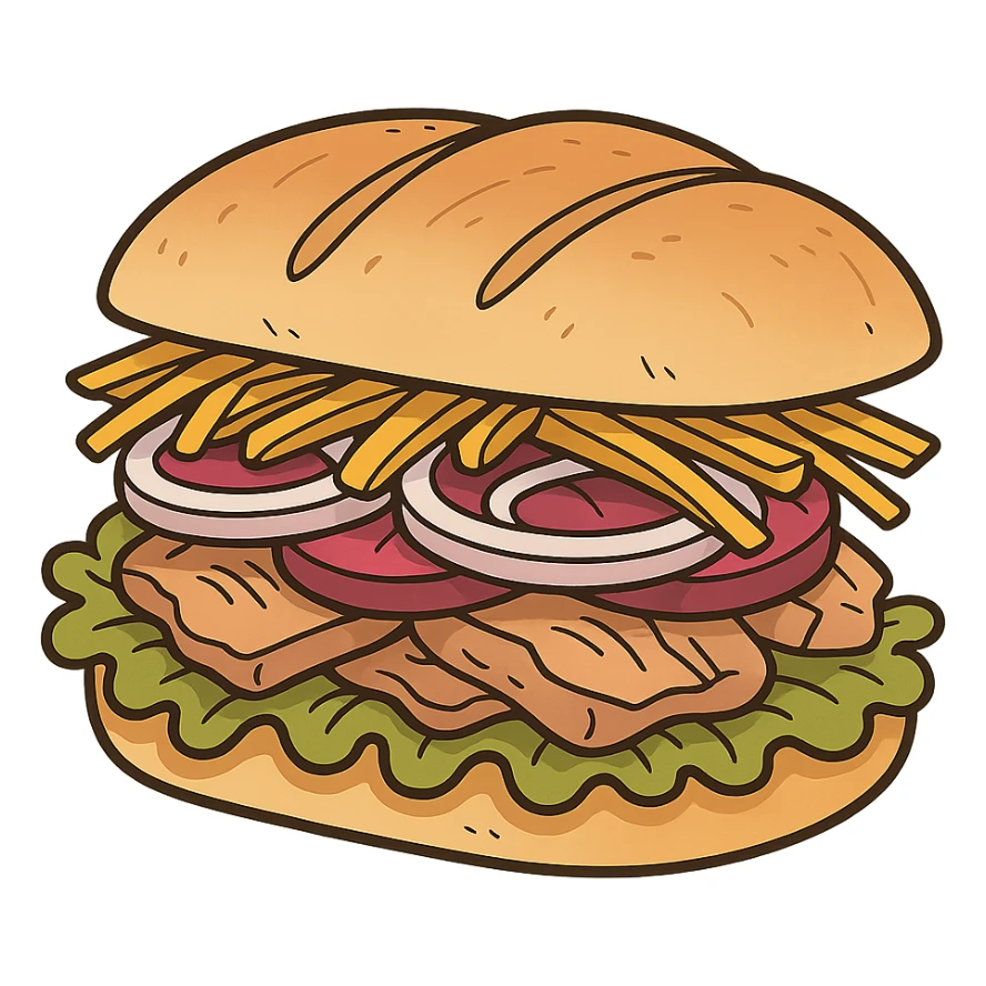flat toon style Peruvian sandwich sticker