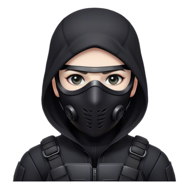 A masked assassin in a black tactical suit sticker