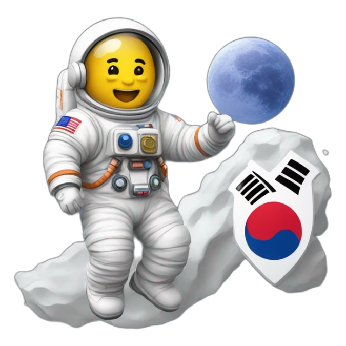 astronaut-on-a-moon-with-republic-of-korea-badge sticker