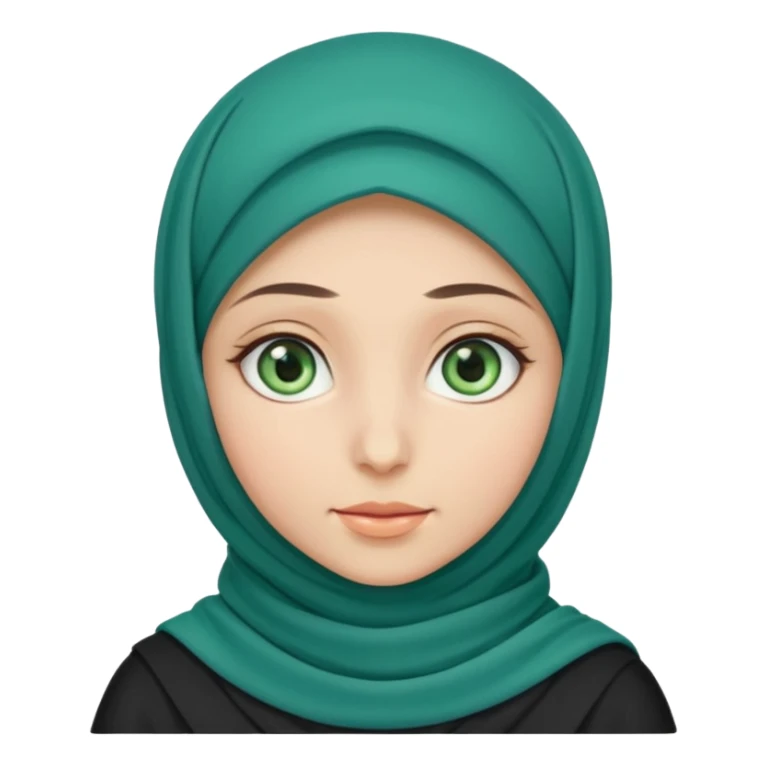 a girl wearing a hijab and has green and blue eyes sticker