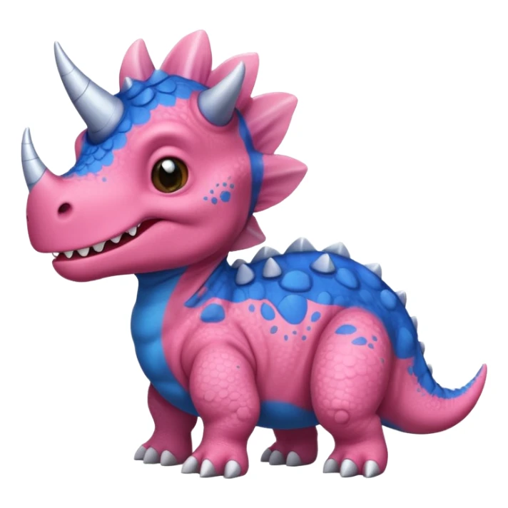 Triceratops cute pink kawei in love with Blue t-Rex  sticker