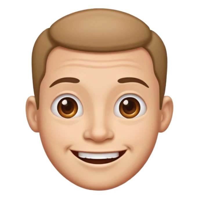 Funny caricature style cartoon, big head, happy face sticker