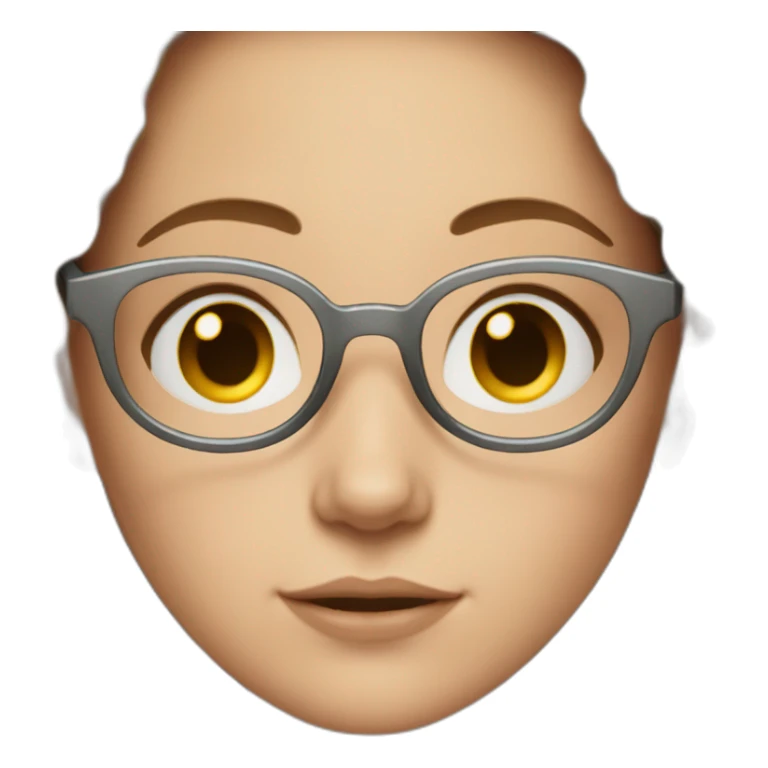 white girl with round silver glasses and really short brown slightly curly hair with no lipstick sticker