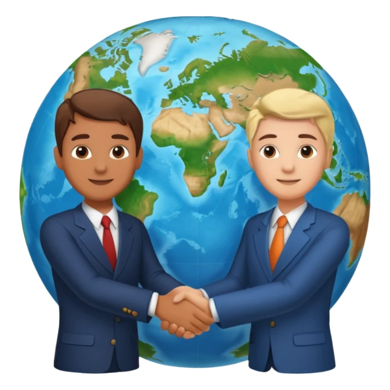 Shake hands and a globe showing negotiation of climate change sticker