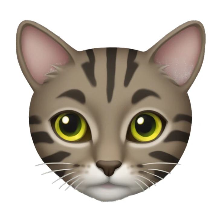 brown sitten cat with dark grey and light grey stripes with yellowish green eyes  sticker