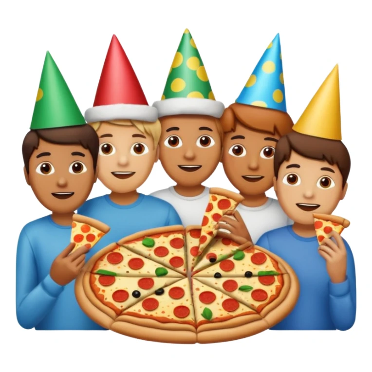 grupo de amigos felices comiendo pizza sticker