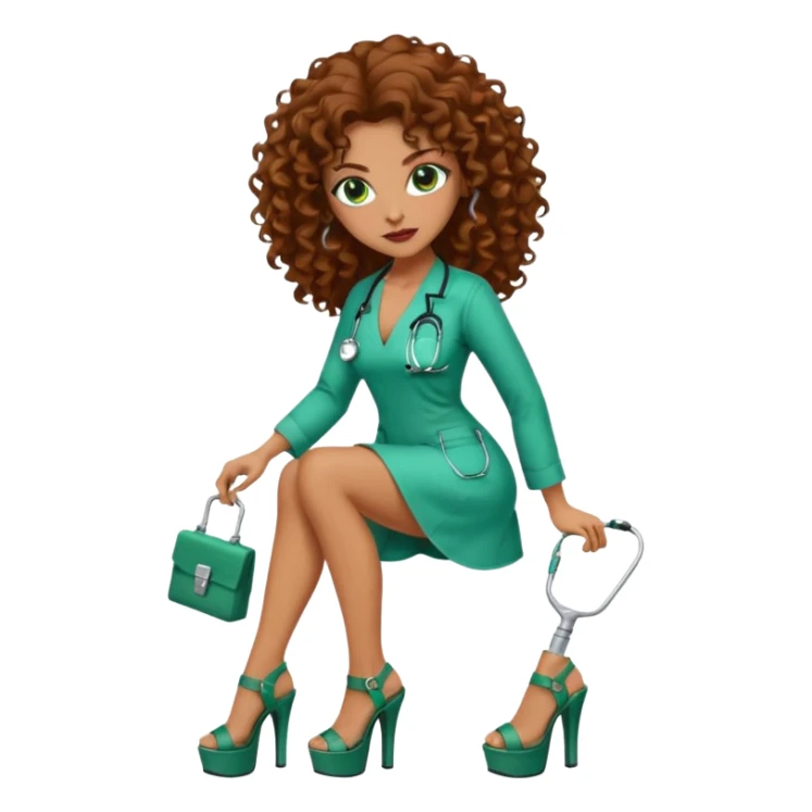 Sensual Spanish Lilith core evil surgeon. Surgeon has green eyes brown long curly hair with 7 inch platform heels.she is a  Surgeon that works for the cartel sticker
