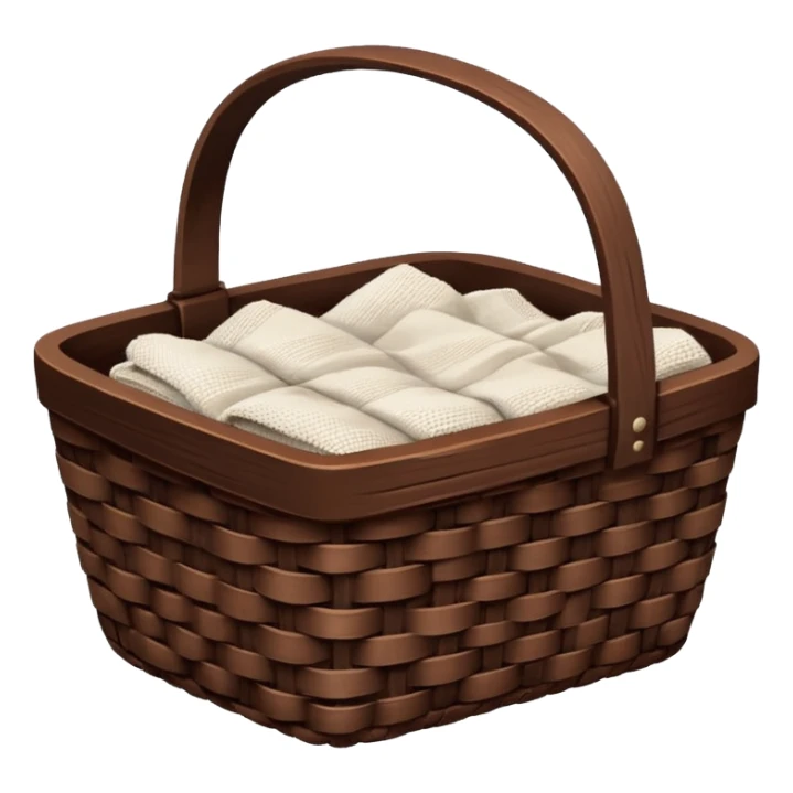 A wooden raffia chocolate Brown basket with fresh washed linen sticker