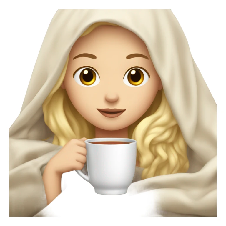 Blonde White girl under the blanket with a cup of tea  sticker