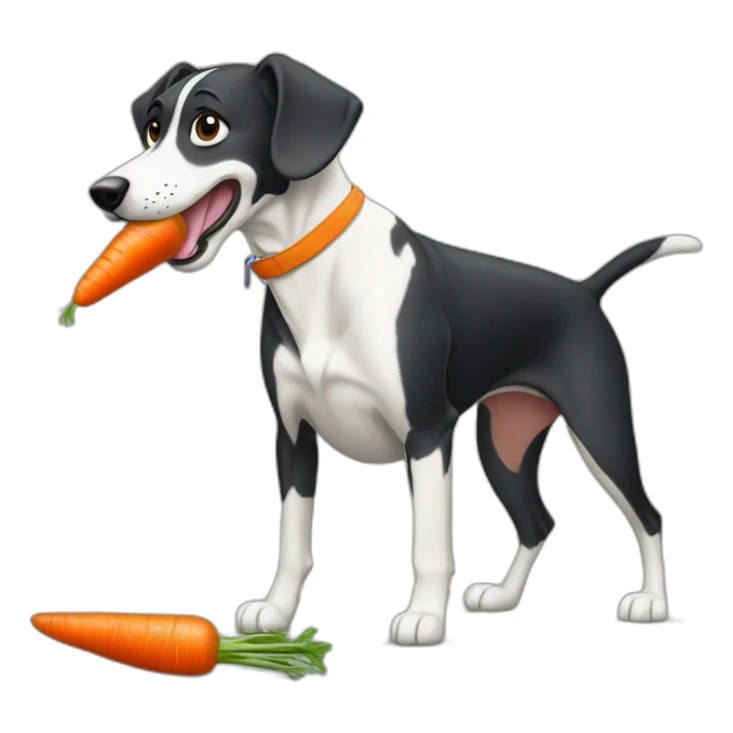 standing dog eating a carrot like bugs bunny sticker