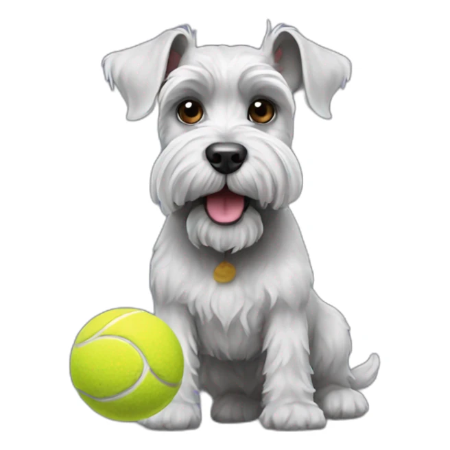 Full body schnauzer tennis ball in mouth sticker