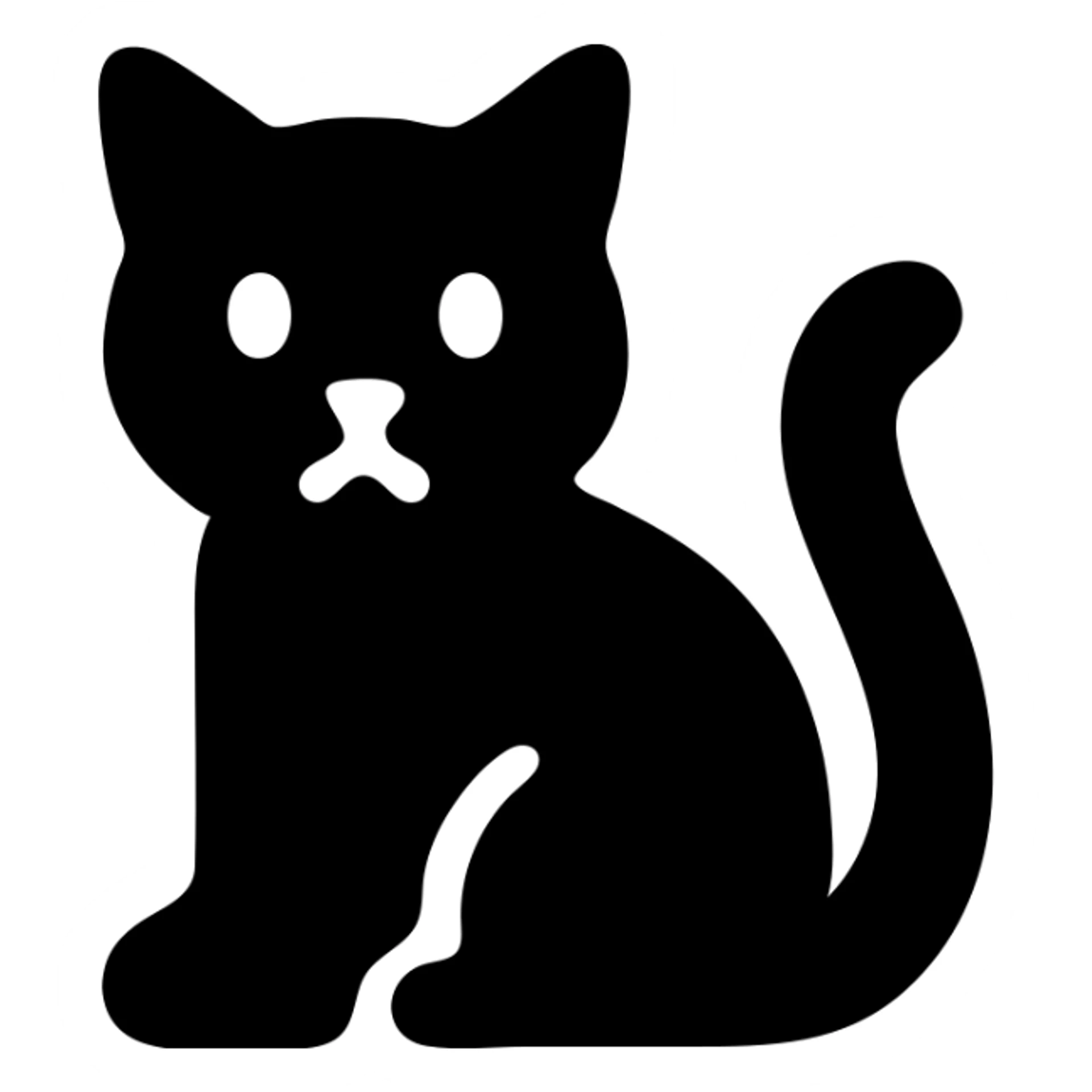 a black filled icon of a cat sticker