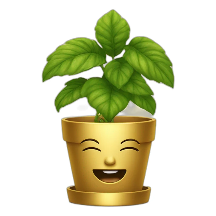 divine plant in a golden flower pot on a stand with four feer sticker