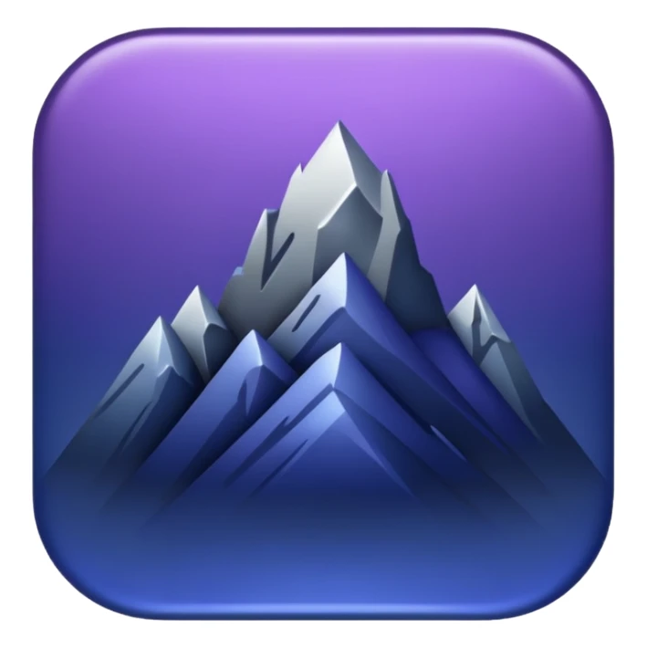 Landmark icon above the map. Colors: dark purple, dark blue, black, silver. Style: metallic, realistic sticker