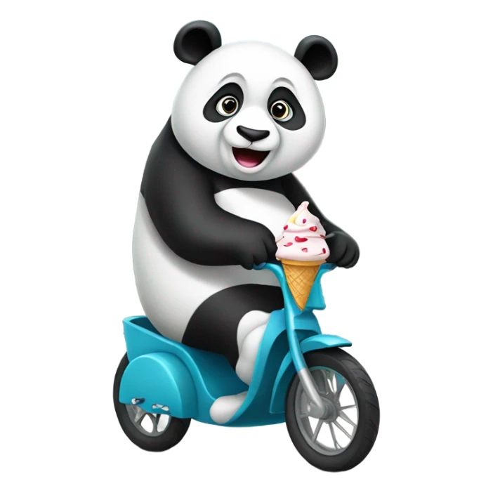 Panda eating ice cream on tricycle  sticker