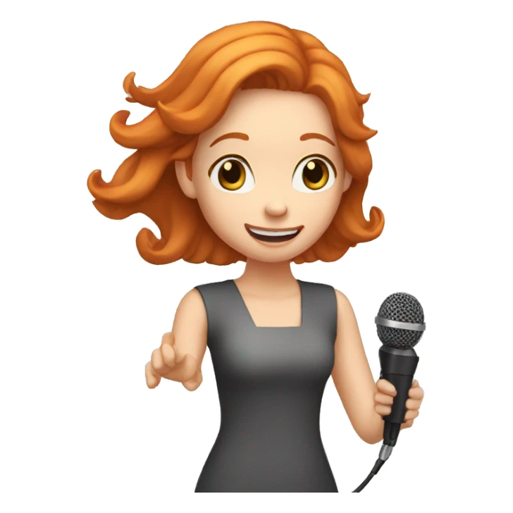 pretty GINGER girl holding mic making an announcement sticker