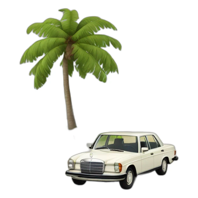 trip whit in a old white mercedes benz 1975 sticker