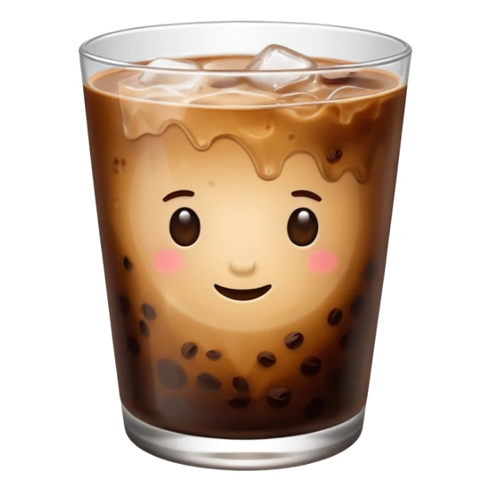 iced coffee in aesthetic round low glass sticker